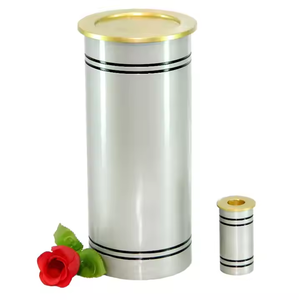 Urnes funéraires décoratives avec aluminium cylindrique en forme de style américain sont offerts en argent et métal coloré meilleure qualité - Product Image 2