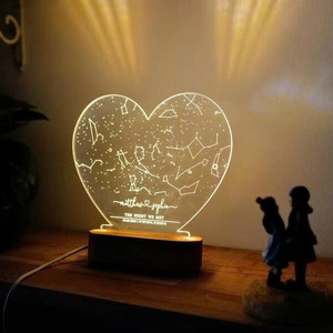 Personnalisé acrylique coeur étoile carte veilleuse chaude chambre décor Unique cadeau d'anniversaire pour maman amant anniversaire saint valentin - Product Image 5