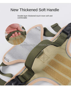 ชุดสายรัดสัตว์เลี้ยงไนลอนสีทึบพร้อมที่จับปรับได้สายรัดปล่อยสุนัขขนาดใหญ่เสื้อกั๊กสุนัขบริการอุปกรณ์ฝึกสุนัข - Product Image 6