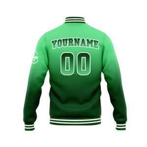 Veste universitaire noire et blanche classique personnalisée à col montant avec logo brodé sur le devant MCACVJ-141 VESTE Letterman monochrome - Product Image 3