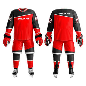 Uniforme de hockey de couleur personnalisée de vêtements de sport à bas prix avec numéro 100% uniforme de hockey sur glace imprimé personnalisé en polyester respirant - Product Image 1
