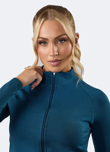 Veste de sport zippée en maille respirante 100% polyester à manches longues pour femmes, avec poches pour le yoga, le jogging, la course à pied, veste de yoga pour femmes - Product Image 5
