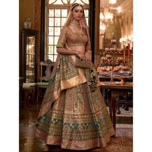 Impresionante Lehenga Choli Indio de Seda Rajwadi Marrón con Dupatta, Tejido en Georgette, para Bodas, Festivales y Ropa Étnica, Salwar - Product Image 2