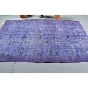 พรมตุรกีโบราณขนาด5.6x9.2ฟุตผ้าขนแกะสีม่วงถักทอในห้องนั่งเล่นพรมยางรองสำหรับวัยรุ่นสี่เหลี่ยมผืนผ้าโถงทางเดิน - Product Image 3