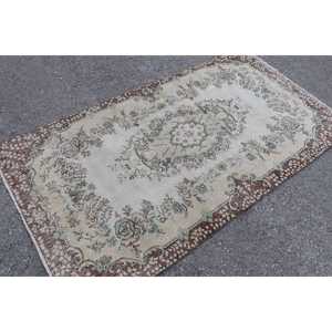 พรมวินเทจลายตุรกี ขนาด 3.6x6.6 ฟุต พรมขนสัตว์สีน้ำตาล - Product Image 3