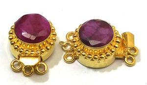 18K Gold Plated Round Ruby Gemstone Box Clasp 24X19X10mm Jewelry Making B617-1 Strand 2 Strand 3 Strand Jewelry Components - Product Image 4