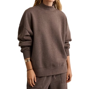Women Turtleneck Sweatshirt Heavyweight Cotton Lined Winter Pullover - Product Image 1