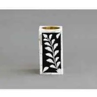 Brûleur d'encens en os incrusté, fait main, support aromatique en coquillage, garniture or blanc, motif géométrique, utilisation toutes saisons