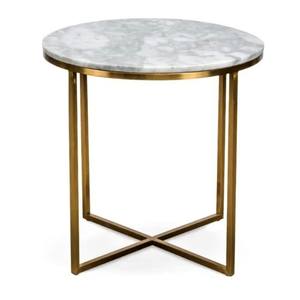 Free Standing <b>Set</b> of 2 Black Iron Frame Marble <b>Nesting</b> Side <b>Table</b> <b>Coffee</b> <b>Table</b> Modern Furnitures - Product Image 5