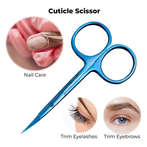 Tijeras para cutículas de acero inoxidable con punta curva para manicura, con estuche de cuero. - Product Image 6