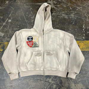 Sweat à capuche zippé délavé à l'acide lourd pour hommes personnalisé de haute qualité décontracté unisexe sweats à capuche pour hommes pour l'hiver ODM brodé - Product Image 5