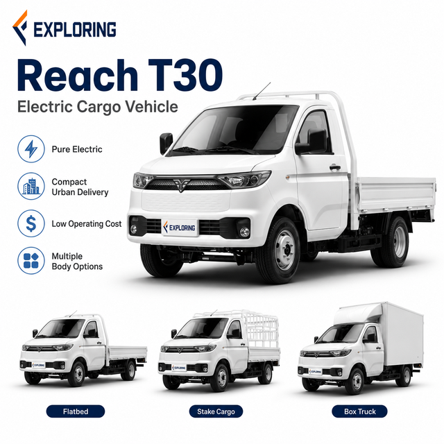 Factory Direct Price Reach T30 Electric Cargo Vehicle Pure Electric Mini Truck LHD Flatbed Box Body Urban Delivery Export