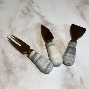 Stylish Design Flatware <b>Cheese</b> <b>Set</b> Latest Arrival 2024 Gold and White <b>Cheese</b> <b>Set</b> With Marble Handle Decorative Kitchen Handmade - Product Image 5