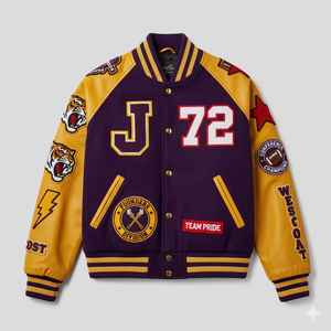 Chaqueta Universitaria Personalizable con Diseño Completo, Cuerpo de Lana, Mangas de Cuero Genuino, Chaqueta Bomber Estilo Letterman de Béisbol, Uniforme de Equipo - Product Image 3