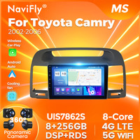 Reproductor de Video para Auto NaviFly con Android, Cámara Panorámica de 360° para Toyota Camry 2002-2006 con Chip BT 5.0 y Android Auto