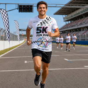 T-shirt de course respirant à col en V et manches courtes en mesh Dry Fit personnalisé pour course automobile, course de 5 km, événement de circuit, sublimation - Product Image 3