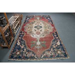 Turkish 5x9.8 ft Rug, Vintage Large Rug, <b>Red</b> Patchwork Rug - Product Image 1