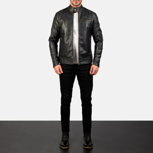 Haute qualité 100% véritable veste en cuir zippée pour hommes décontracté hiver Style chaud col montant pour moto utiliser veste - Product Image 2