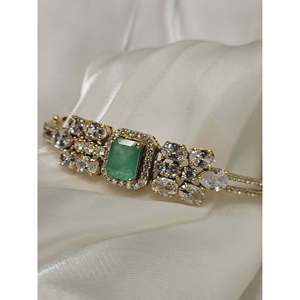 Polki Green Moissanite <b>Bracelet</b> & <b>Bangle</b> Elegant Stone Jewelry Accessory - Product Image 1