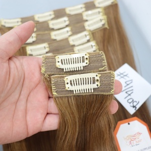 Cheveux humains vietnamiens haute qualité personnaliser poids pour ensemble prix de gros pas de fibres synthétiques point culminant clip dans les extensions de cheveux - Product Image 5