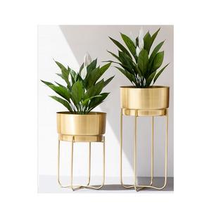 Jardinière en métal fini or brillant de forme ronde pour la maison salon intérieur extérieur balcon décor de jardin jardinière en métal lot de 3 - Product Image 5