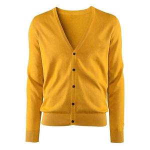 Suéter Cárdigan de Punto de Algodón para Mujer, Diseño Sólido Personalizado, Amarillo Dorado, Dulce y Bonito - Product Image 1