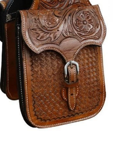 Bolsas de sillín de salto ecuestre de cuero genuino de alta calidad, ropa de equitación occidental mecanizada a mano para caballos - Product Image 3