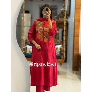 NUEVO LANZAMIENTO: Kurta Pent de Diseñador para Mujer con Dupatta, Tela de Algodón Puro Mul, Bordado para Fiesta, Reversible, Casual - Product Image 4