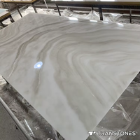 Plaques de marbre artificiel translucide blanc imitation albâtre, résistantes au feu, panneaux de pierre rétroéclairés pour la décoration murale intérieure des hôtels