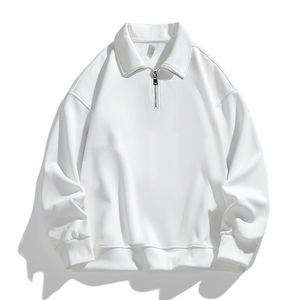 Venta al por mayor logotipo personalizado cuello redondo 1/4 cremallera invierno a prueba de viento Polar para polar Sudadera con capucha 1/4 cremallera pulóver en blanco hombres sudadera - Product Image 5