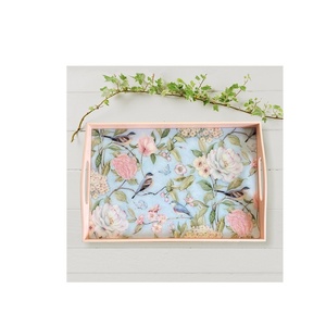 Bandeja de servicio impresa esmaltada de madera de diseño para comedor en casa y uso decorativo Uso de bandeja impresa decente - Product Image 1