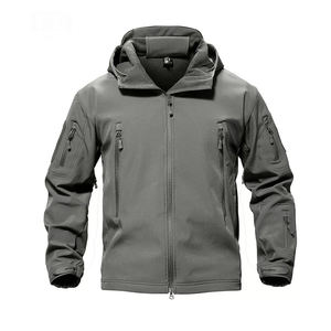 Veste d'automne unisexe personnalisable OEM en softshell respirant, col montant, avec technique de teinture unie, idéale pour la chasse - Product Image 5