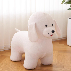 Taburete con Forma de Perro con Estructura de Madera y Tapicería de Lana Especial, 7 Colores Opcionales - Product Image 3