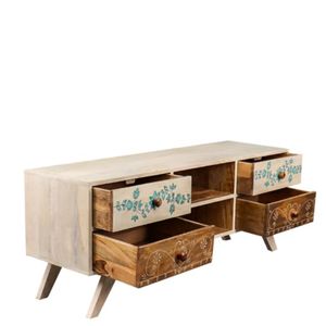 Consola de TV de madera con mango Athens con acabado blanco de socorro Diseño ecléctico Juego de sala de estar para televisores de hasta 43" - Product Image 6