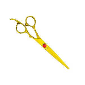 Vente en gros de ciseaux de coiffeur en or, lame tranchante, ciseaux de coupe de cheveux en acier inoxydable avec vis fantaisie et étui en cuir - Product Image 3