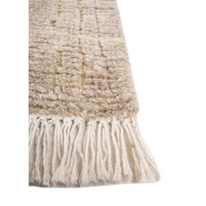 Alfombra de Lana Afgana Tejida a Mano, Color Marfil, Modelo Re-1390, Diseño Abstracto a Rayas, Rectangular, para Sala de Estar, Pasillo, Hogar - Product Image 4