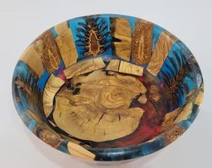 Hermoso arte de resina creado en el cuenco para fiestas de boda Navidad hoteles restaurante usos caliente para venta madera y resina epoxi - Product Image 3