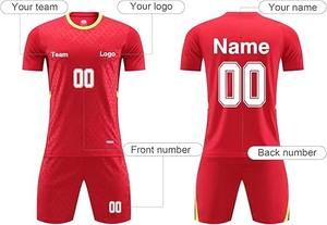 Maillots de football à manches courtes respirants et à séchage rapide de haute qualité pour adultes, impression de logo personnalisée, uniformes de football en polyester - Product Image 2