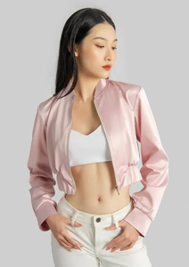 Nouveau blouson d'aviateur en satin à manches longues pour femmes de style respirant OEM/blouson d'aviateur en satin avec logo personnalisé vêtements pour femmes 2024 - Product Image 3