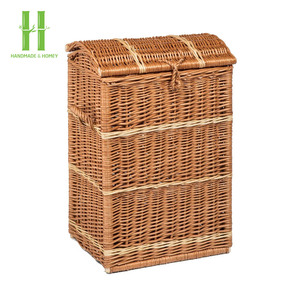 HOT SELLER Hand Woven Plastic Rattan Big Decorative Storage <b>Basket</b> Woven <b>Linen</b> Dirty Clothes Modern Laundry <b>Basket</b> From Vietnam - Product Image 4