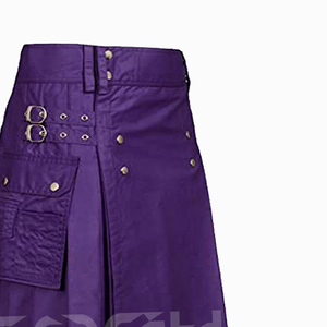 Kilt de algodón escocés tradicional púrpura con bolsillo de carga y hebillas decorativas KILTS personalizados Fabricante & Proveedor - Product Image 5