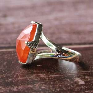 Bague élégante en cornaline naturelle faite à la main en argent sterling bijoux éthiques en pierres précieuses cadeau d'anniversaire ou d'anniversaire parfait - Product Image 2