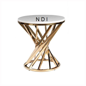 Mesa redonda con acabado dorado de diseño hecho a mano para muebles de restaurante de Hotel, mesa de esquina personalizada, uso de mesas superiores de mármol - Product Image 2