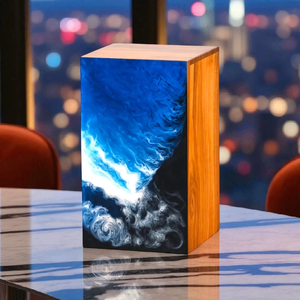 Urna de cremación de madera Ocean Wave, caja conmemorativa de Arte de resina hecha a mano para cenizas, urnas de cremación para cenizas de adultos - Product Image 5