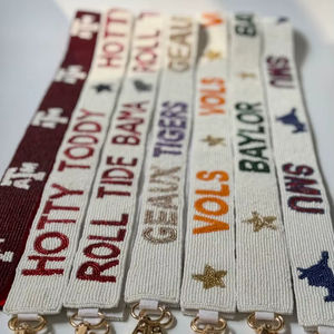 Beaded Purse <b>Strap</b> <b>Bag</b> <b>Strap</b> Sorority Gameday <b>Strap</b> Customized <b>Strap</b> with Detachable Hooks - Product Image 1