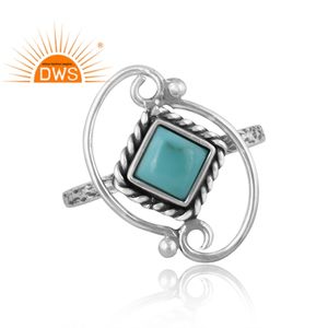 Best Selling <b>Oxidized</b> Sterling Silver Natural Arizona Turquoise Gemstone Statement Ring Custom Jewelry Manufacturer - Product Image 4