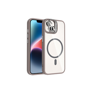 Étui de protection magnétique en silicone M-Safe pour iPhone 14 avec support pliable et protection d'objectif d'appareil photo, violet foncé, style INS, modèle 7 Plus - Product Image 2