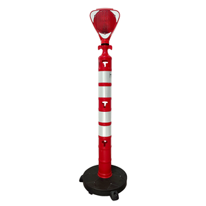 Ensemble de feux de signalisation routière solaires, feux clignotants triangulaires, 148 x 11 cm, réflecteur blanc, plastique ABS/PC - Product Image 1