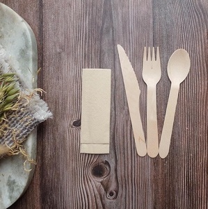 Juegos de cubiertos desechables de madera ecológicos naturales de grado alimenticio de alta calidad cuchillo tenedor cucharas cubiertos de madera certificados FSC OEM ODM - Product Image 3