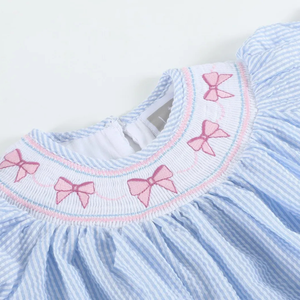 Handmade <b>Smocked</b> Soft Linen <b>Dress</b> for Baby <b>Girls</b> Casual Style for Toddler's First Birthday OEM Made in Vietnam - Product Image 3